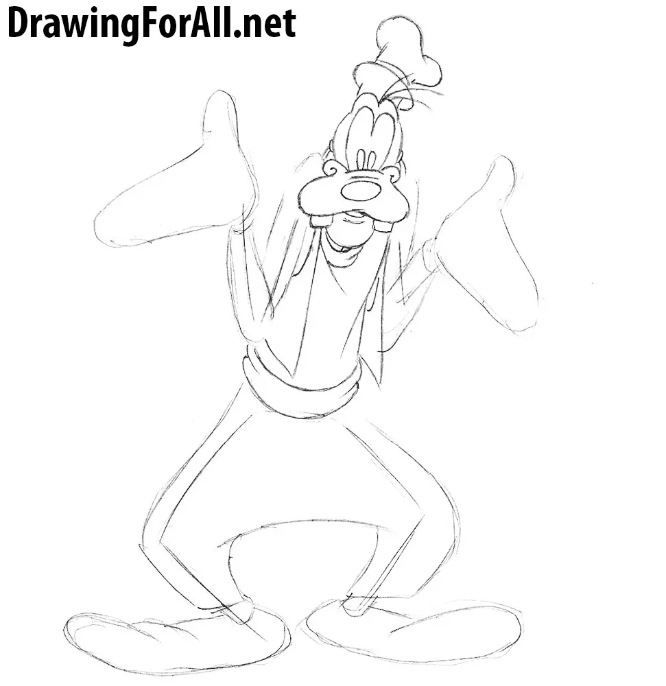 how to draw goofy step by step easy