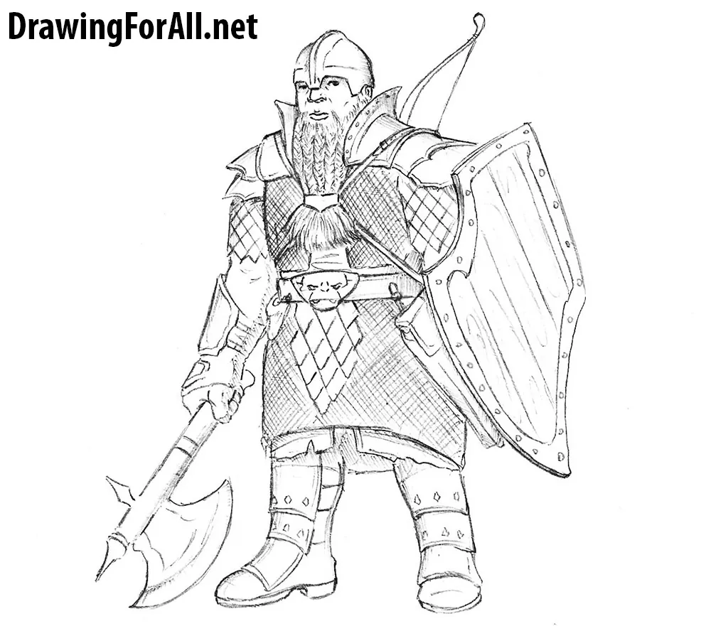 how to draw a dwarf warrior