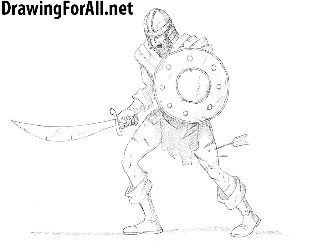 Ninja warrior sketch Royalty Free Vector Image