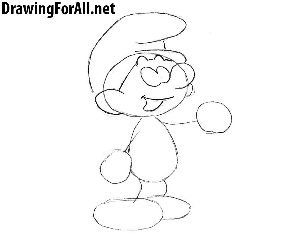 how to draw a smurf step by step