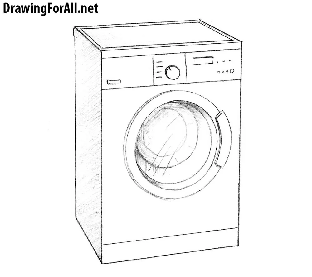 Washing machine hand draw sketch Royalty Free Vector Image