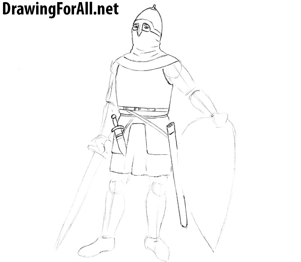 how to draw a medieval warrior
