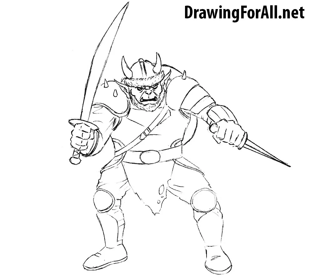 how to draw a hobgoblin step by step