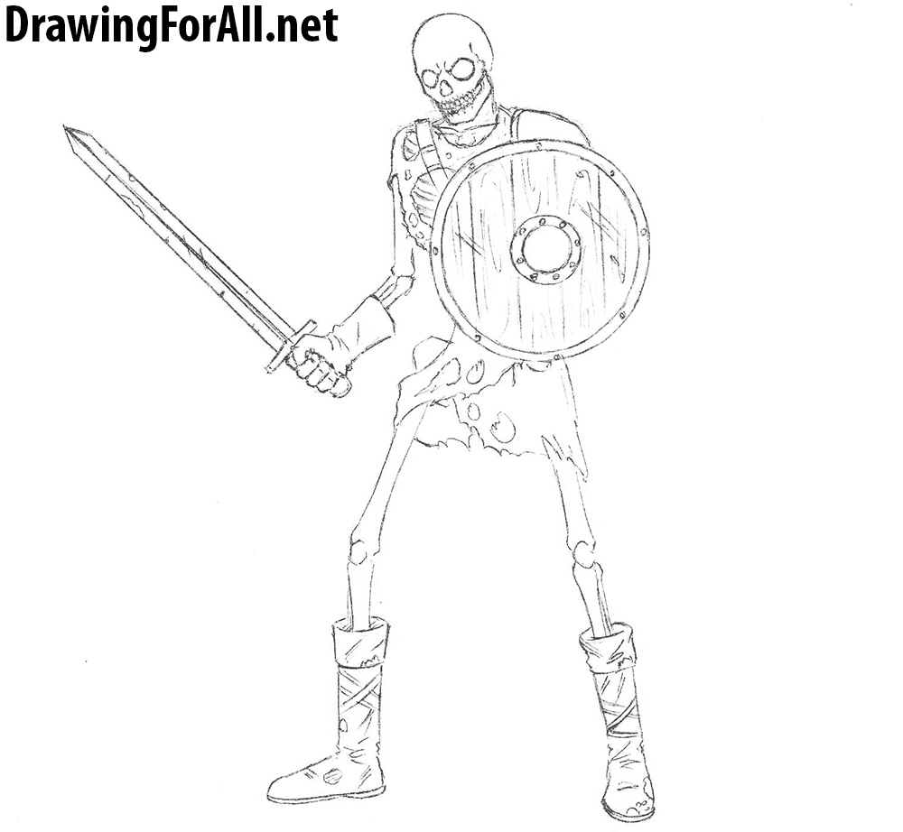 skeleton warrior drawing