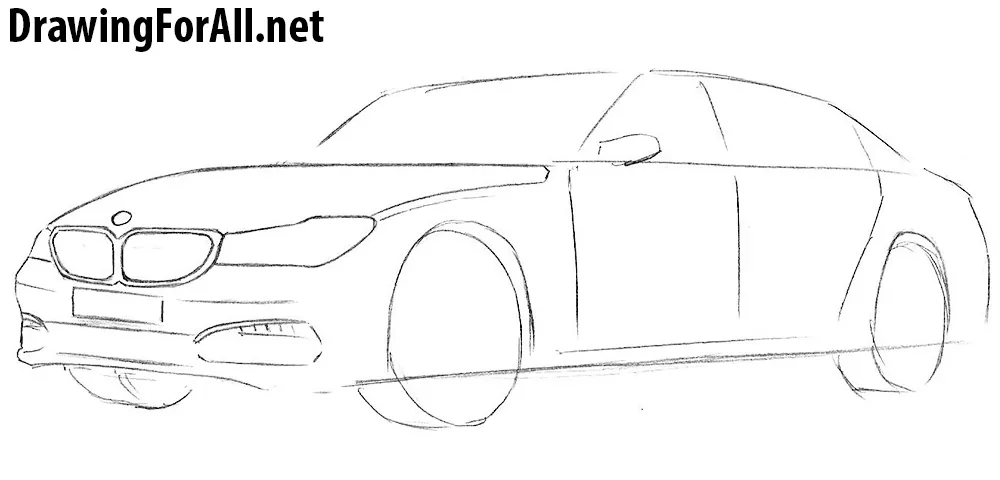 How to draw a bmw step by step