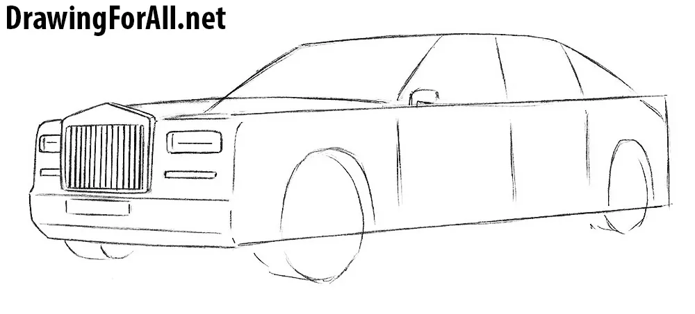 how to draw a rolls royce phantom step by step