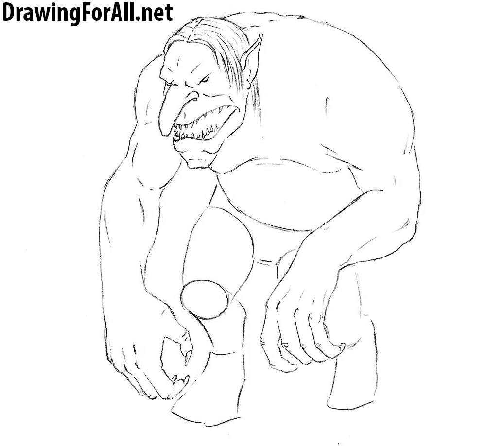 how to draw a troll step by step