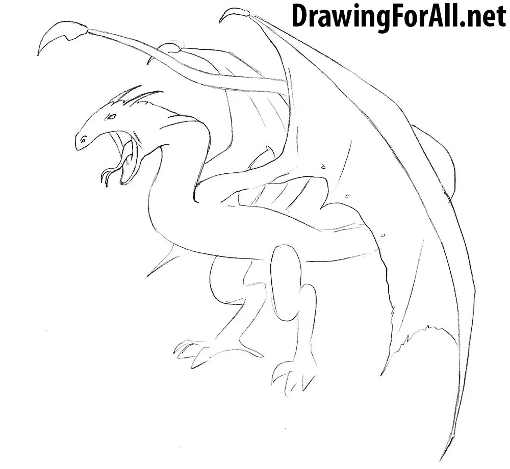 how to draw a wyvern step by step
