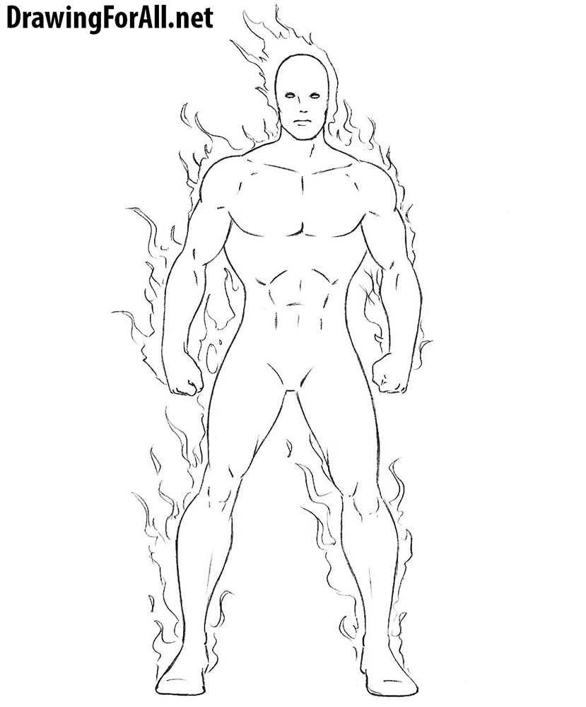 Human Torch drawing