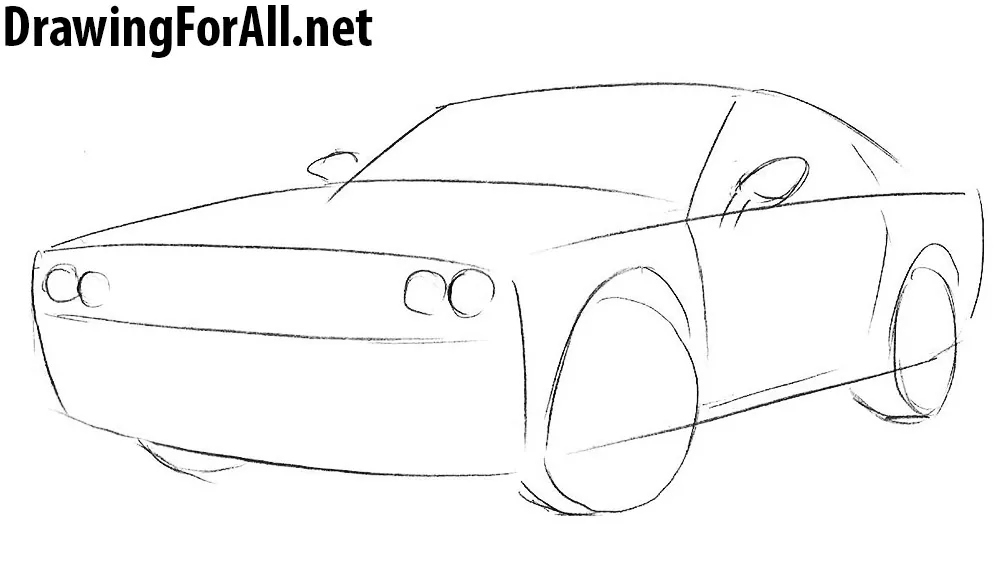 how to draw a dodge challenger