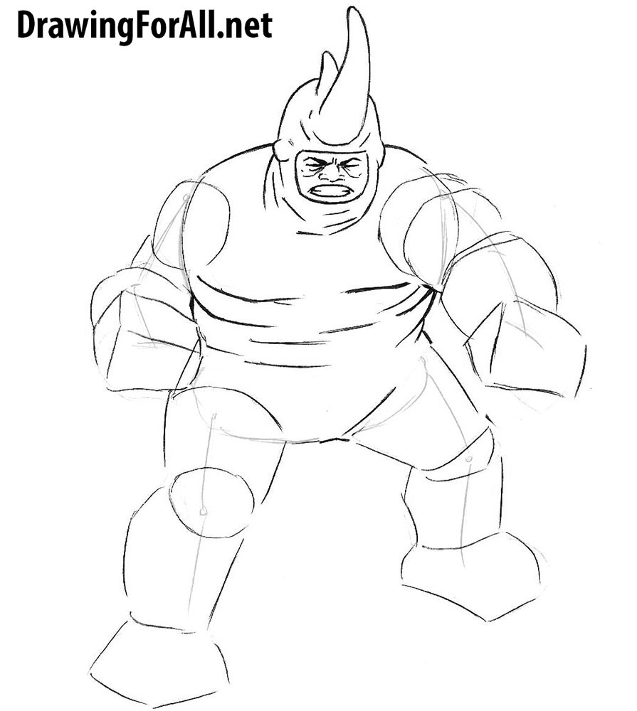 how to draw rhino from comics