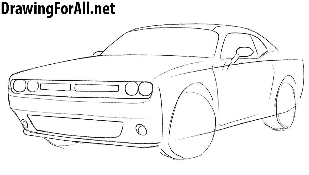 how to draw a dodge challenger step by step