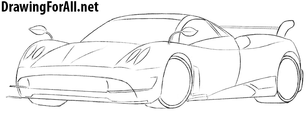 how to draw a pagani huayra sport car