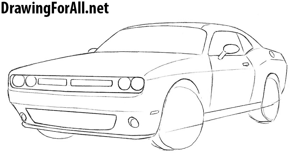learn to draw a dodge challenger
