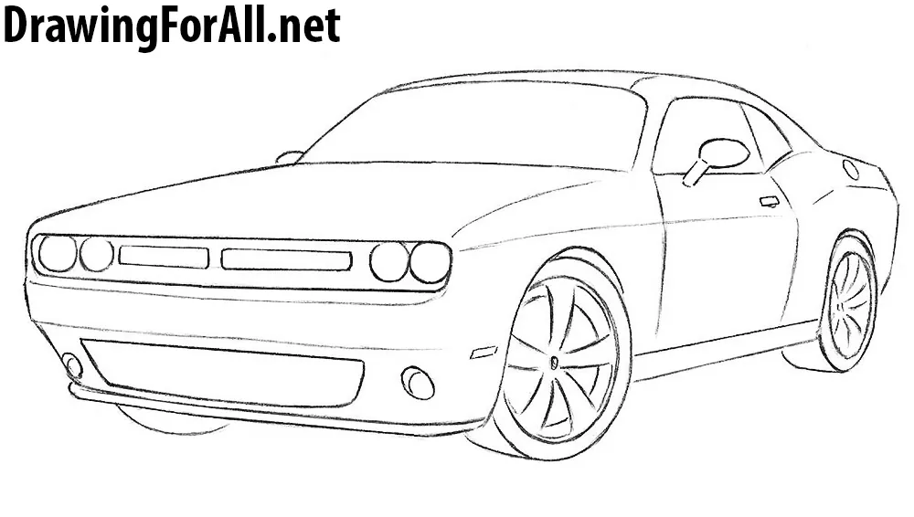 how to draw a dodge challenger