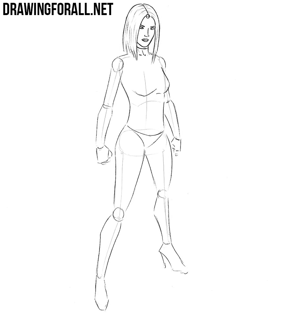 how to draw mystique step by step with a pencil