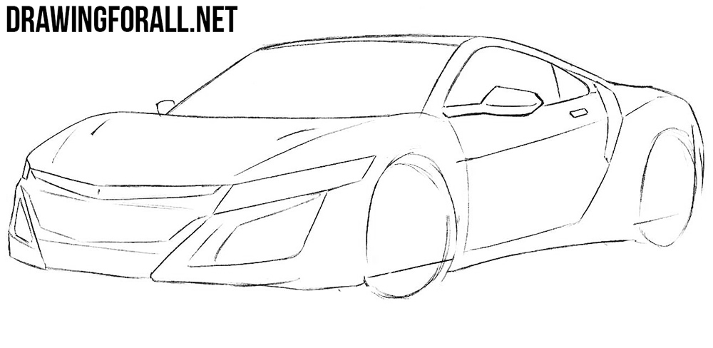 learn how to draw a Honda nsx step by step