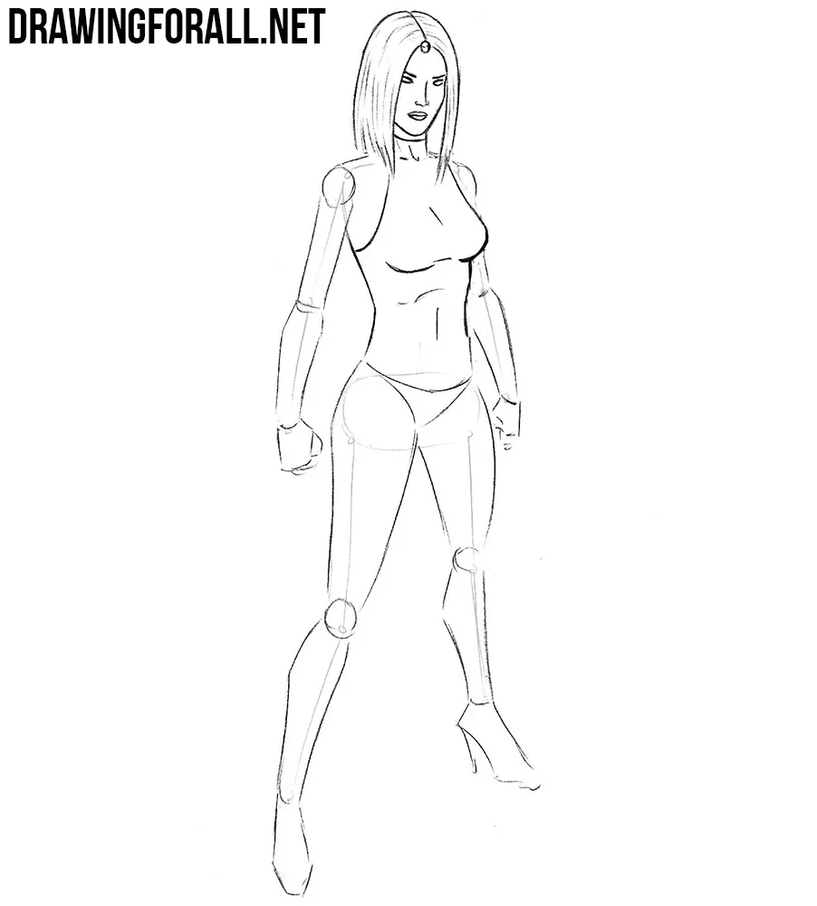 how to draw mystique step by step