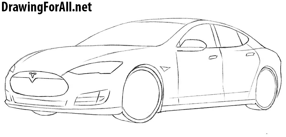 learn how to draw a tesla model s | Drawingforall.net