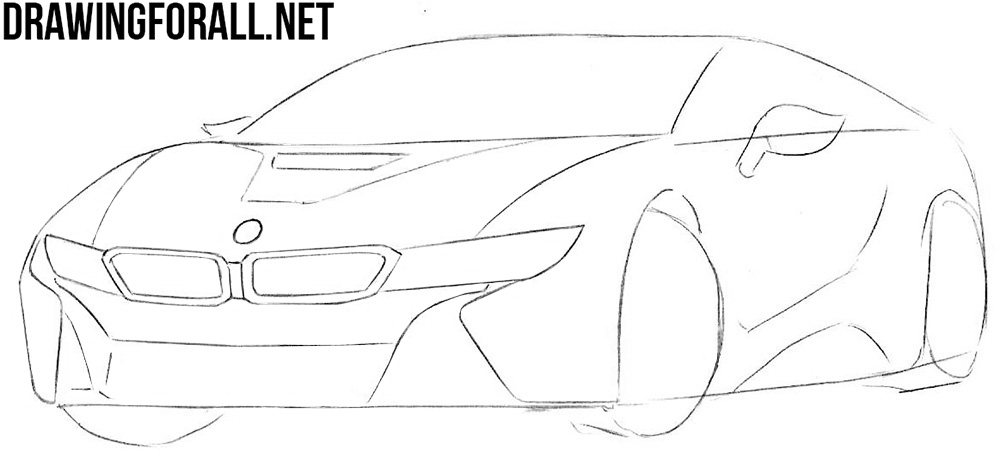 how to draw a bmw i8 hybrid