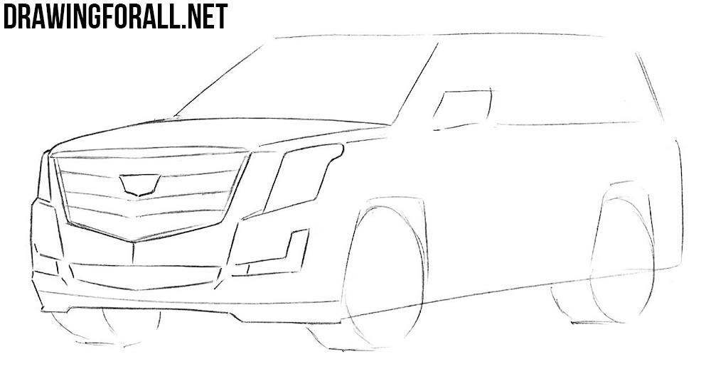 learn how to draw a Cadillac Escalade with a pencil