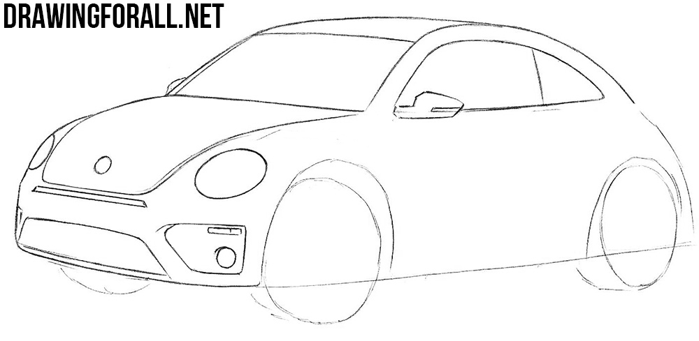 learn how to draw a volkswagen beetle with a pencil