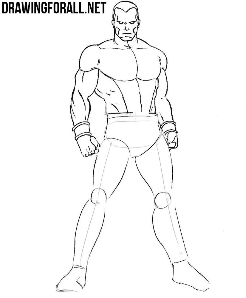 how to draw Colossus with a pencil