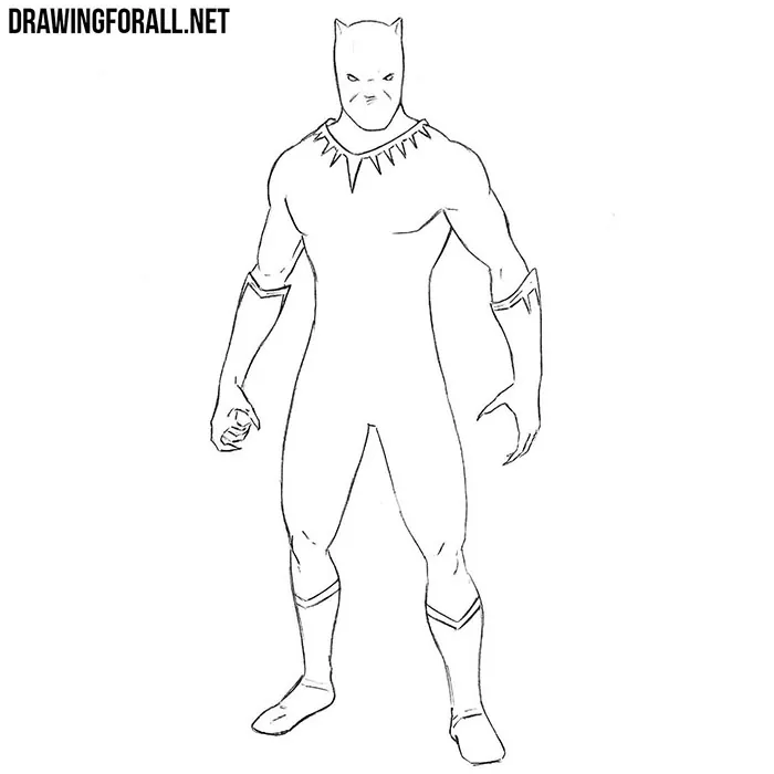 How to Draw Black Panther from Marvel - DrawingNow