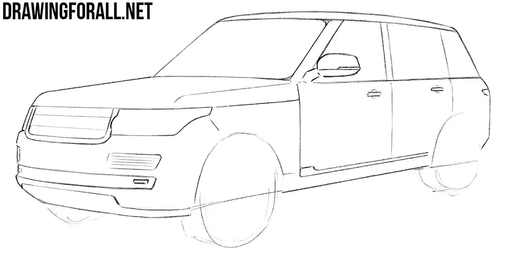how to draw range rover with a pencil