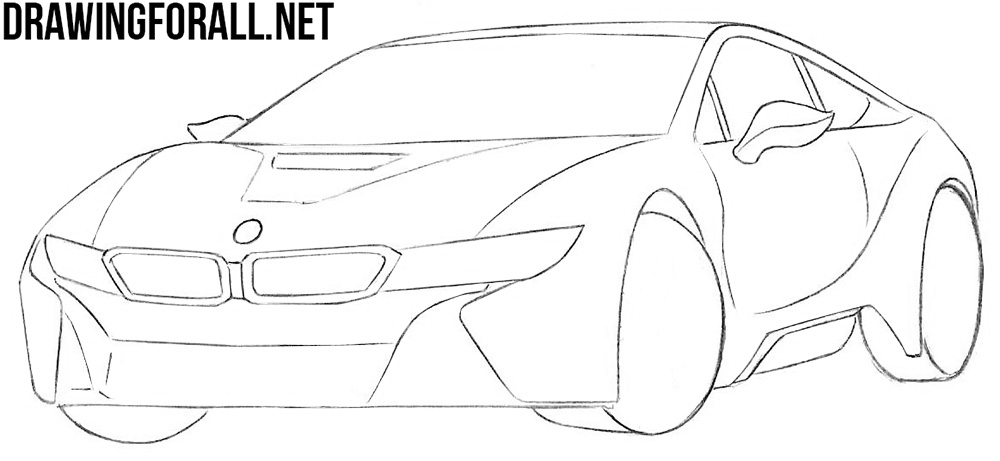 how to draw a bmw i8 step by step