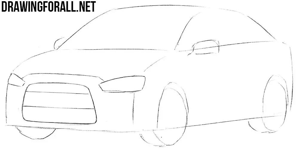 how to draw a mitsubishi lancer