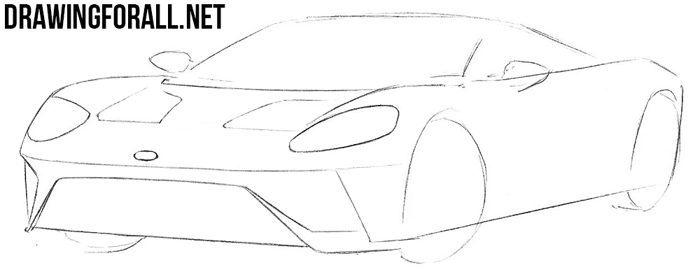 how to draw a Ford GT step by step