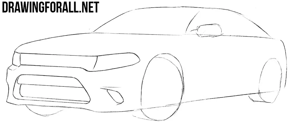 how to draw a dodge charger step by step