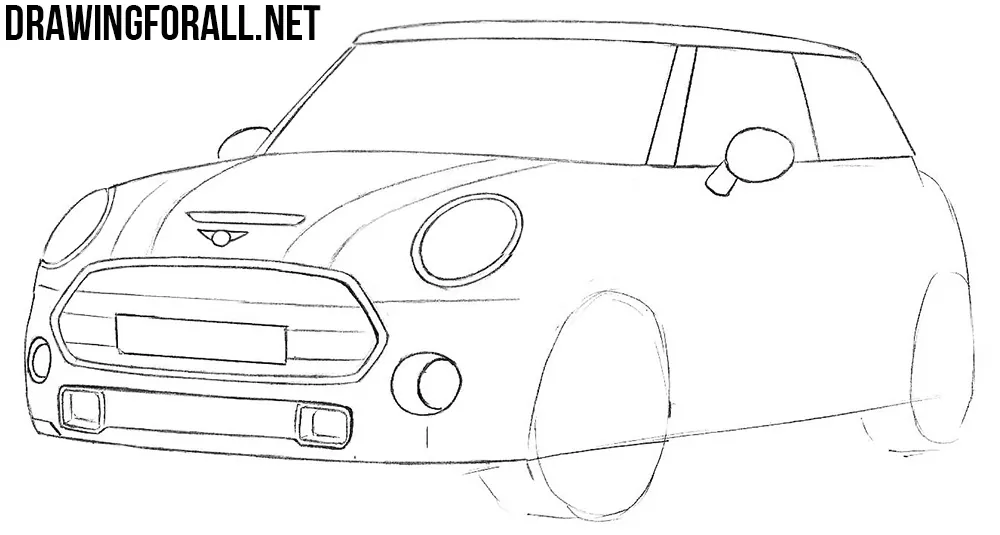 how to draw a mini cooper step by step