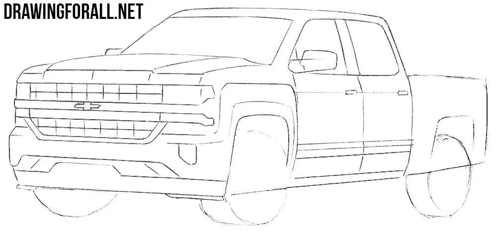 how to draw a chevy truck