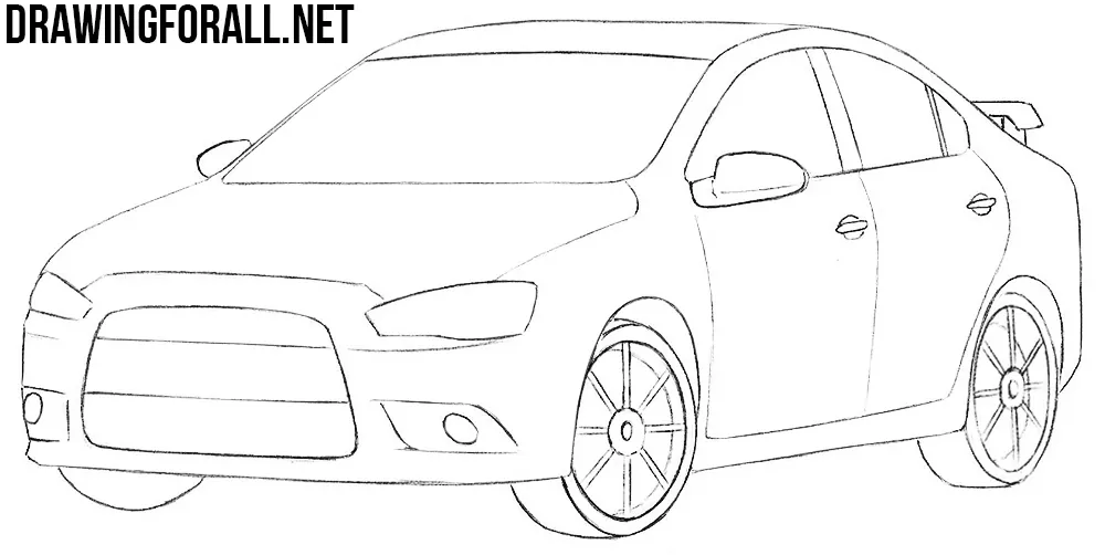 how to draw a mitsubishi lancer 10