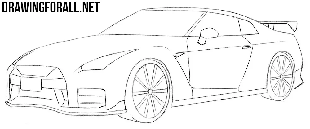 how to draw a nissan gt-r