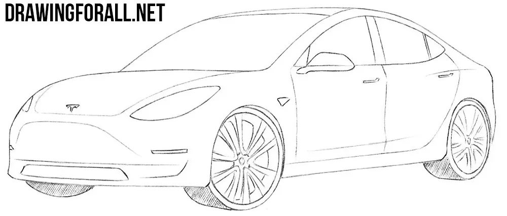 How to Draw a Tesla Model 3