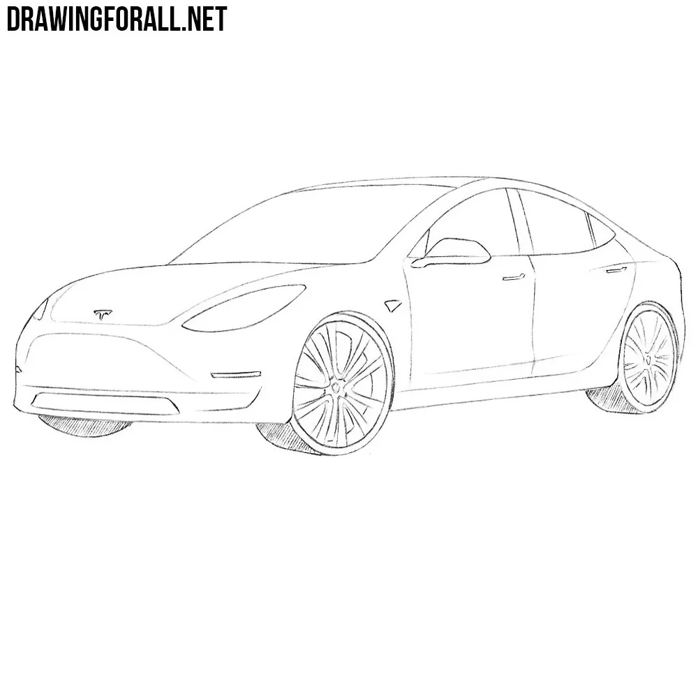 How to Draw a Tesla Model 3