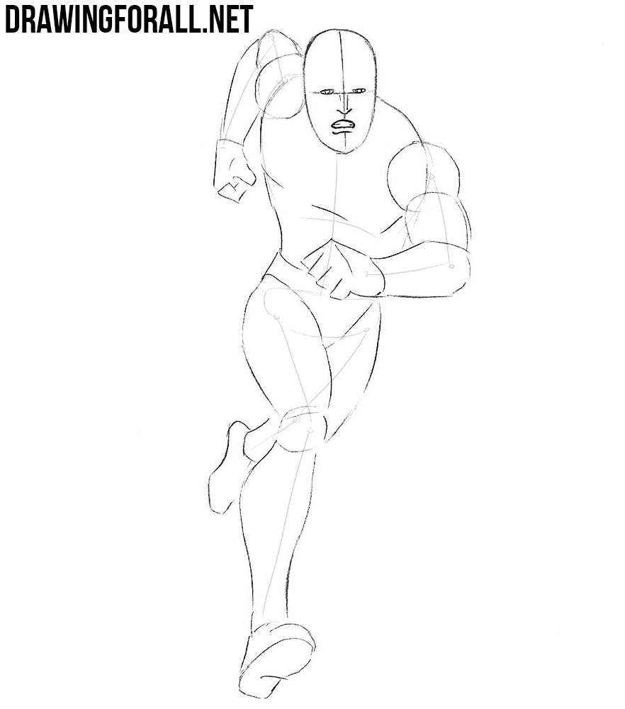 Drawing Flash’s eyes, nose, and mouth along the facial guidelines