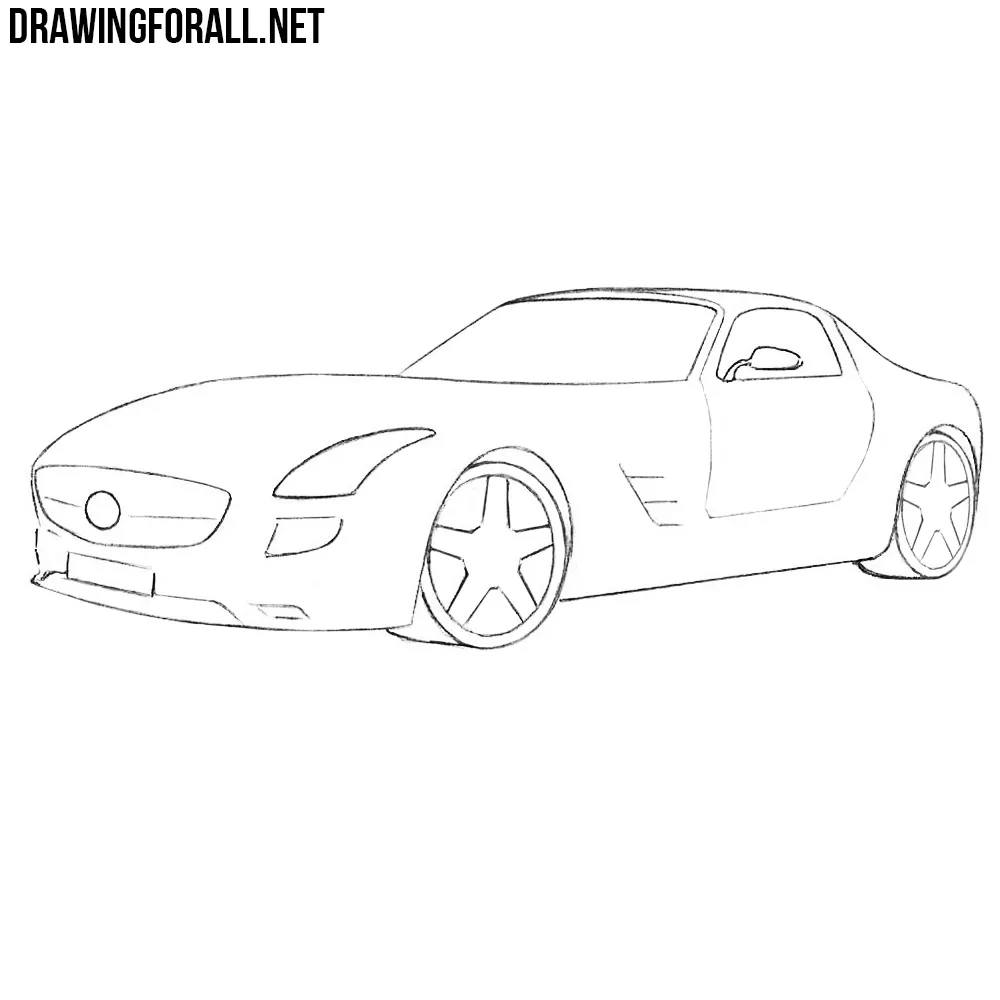 How to draw a Mercedes Electric SLS