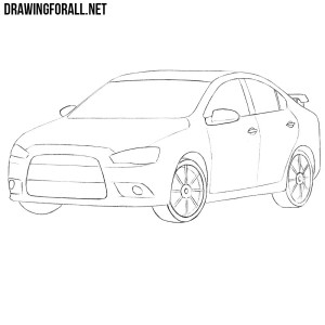 how to draw a mitsubishi lancer 10