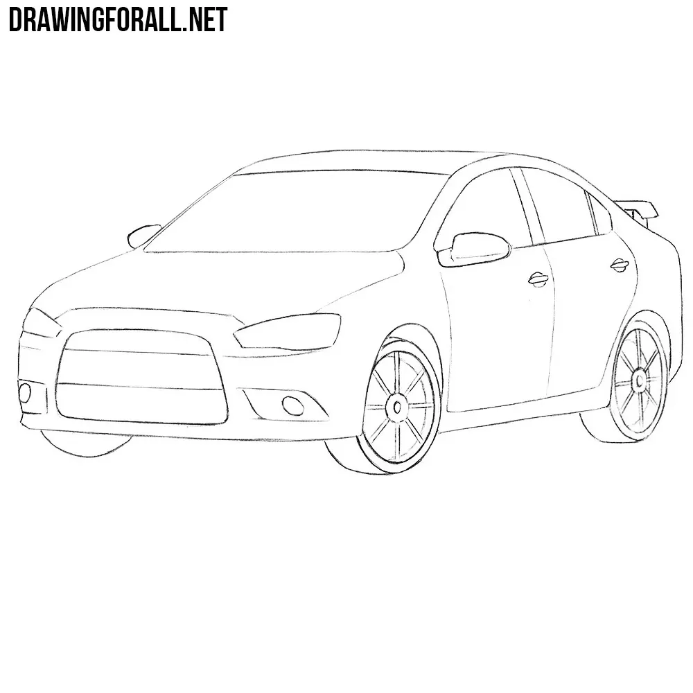 how to draw a mitsubishi lancer 10