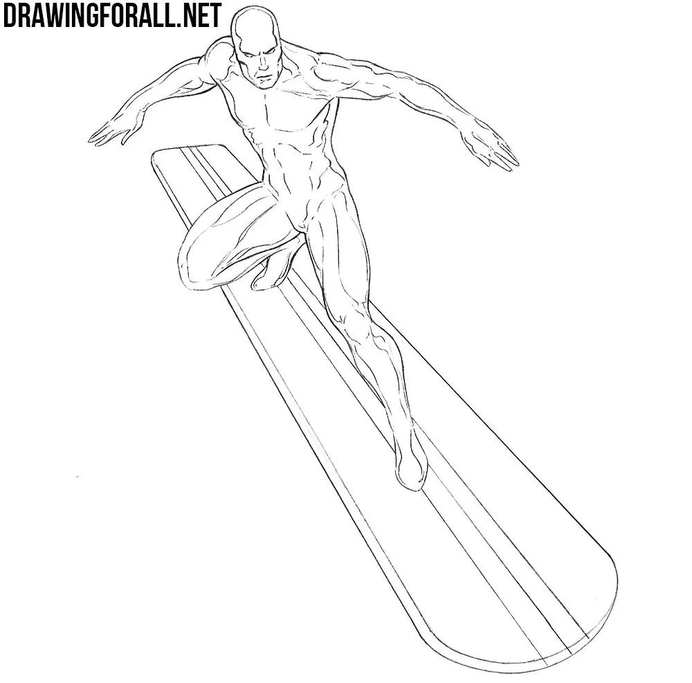 how to draw silver surfer