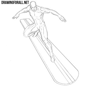 how to draw silver surfer
