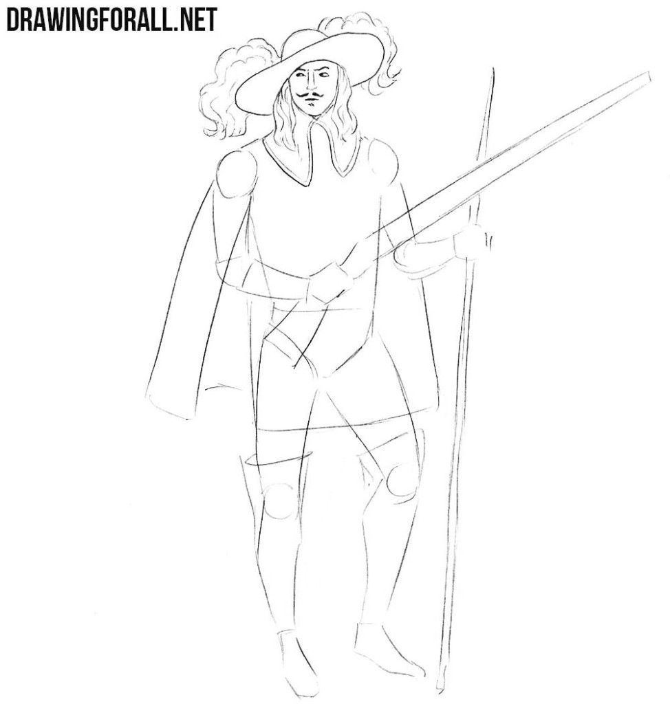 how to draw a musketeer