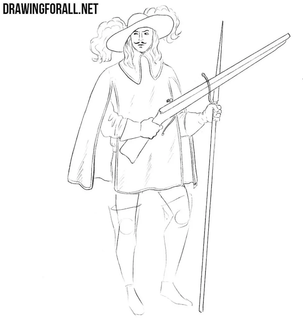 how to draw a musketeer