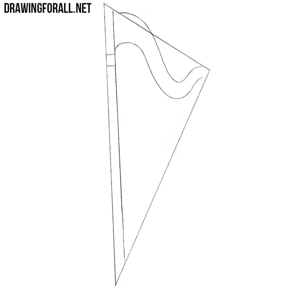 how to draw a harp step by step