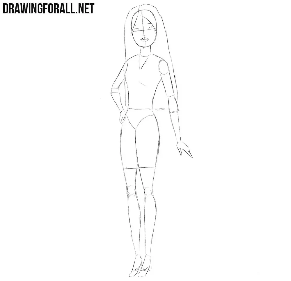How to draw Barbie doll