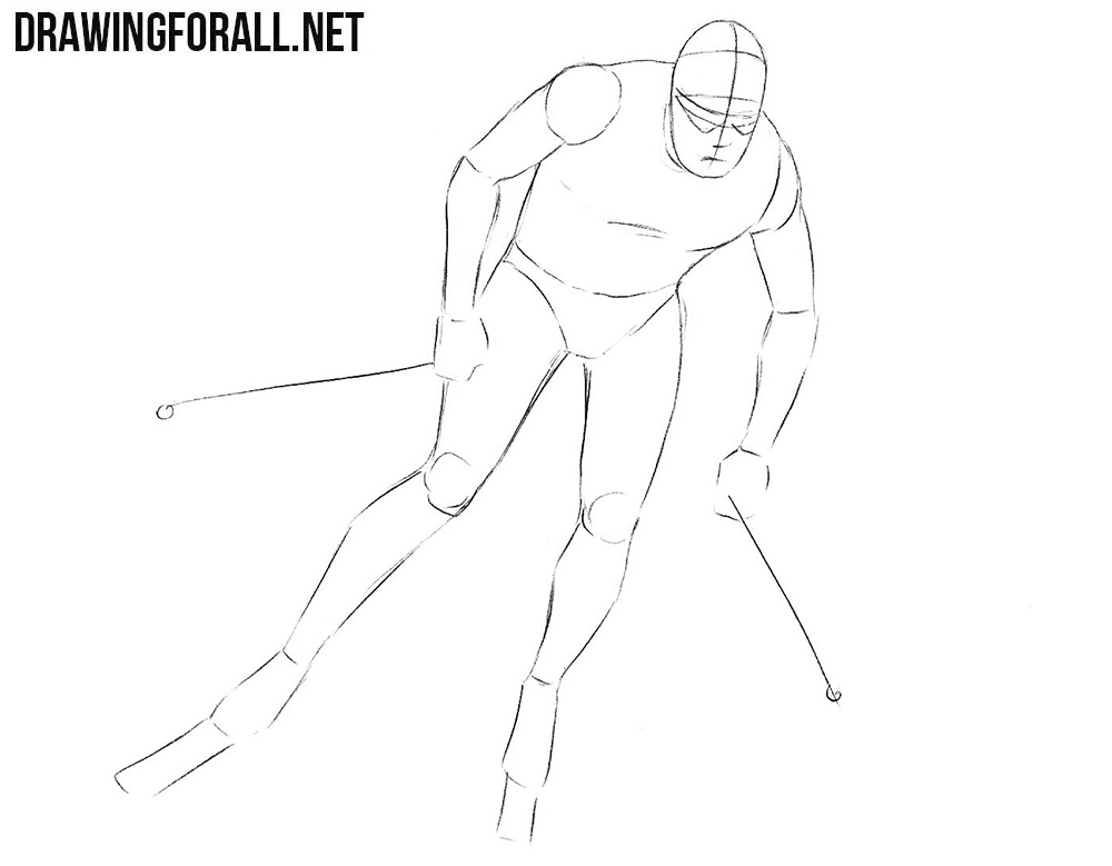 How to draw a realistic skier